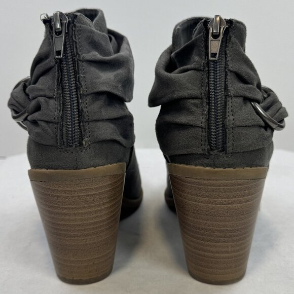 Rampage Vappy Womens Size 7M Grey Ruched Ring Ankle Bootie Chunky Suede Fabric - Picture 4 of 13
